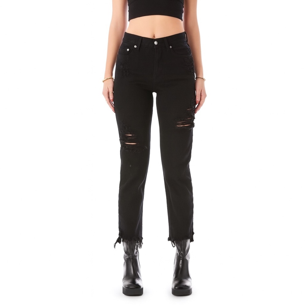 CARMAR Emilia High Rise Black Denim Distressed Ripped Cutoff Cropped Jeans 27